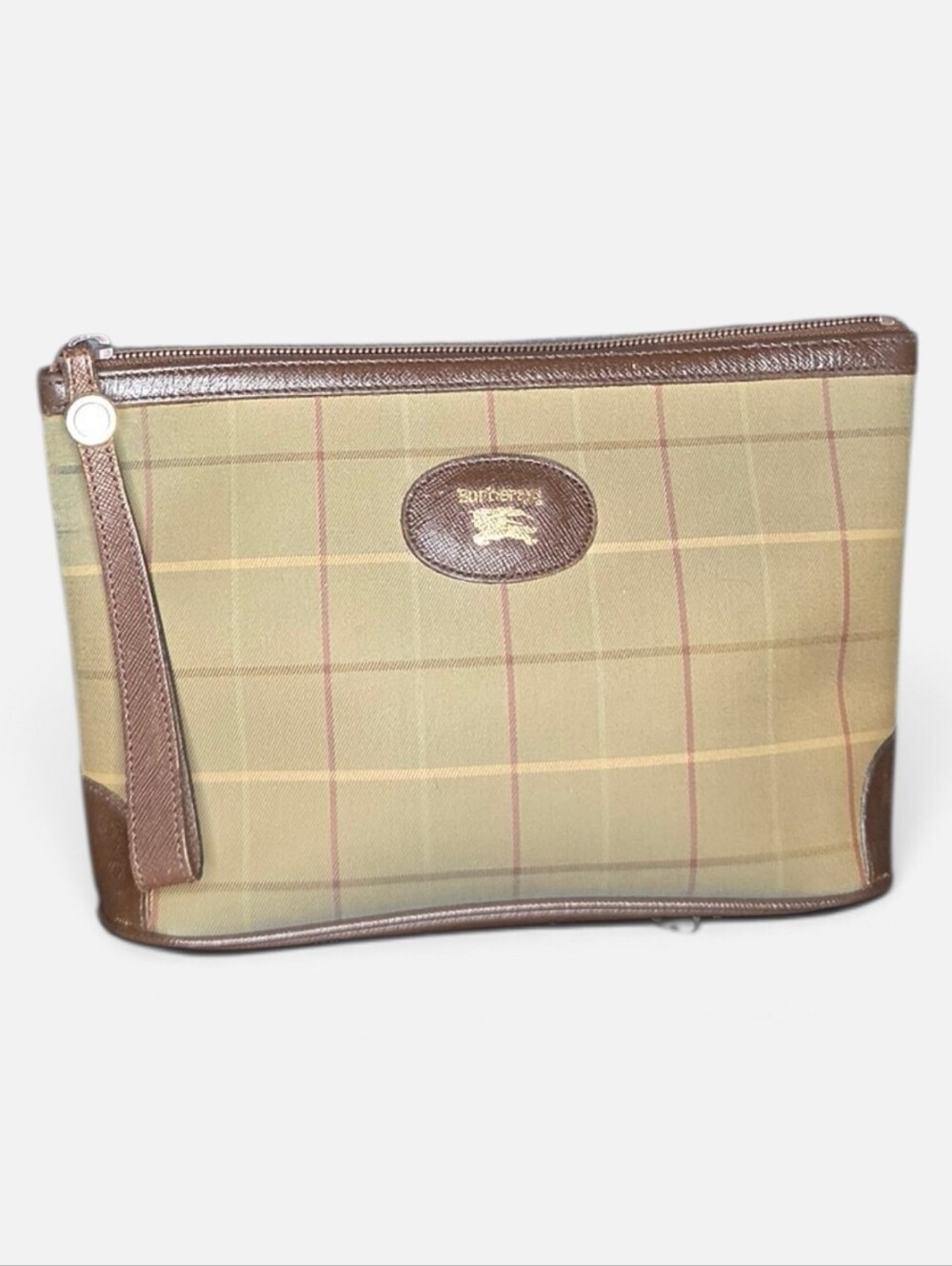 Burberry-Brown Nova Check Clutch Bag Canvas